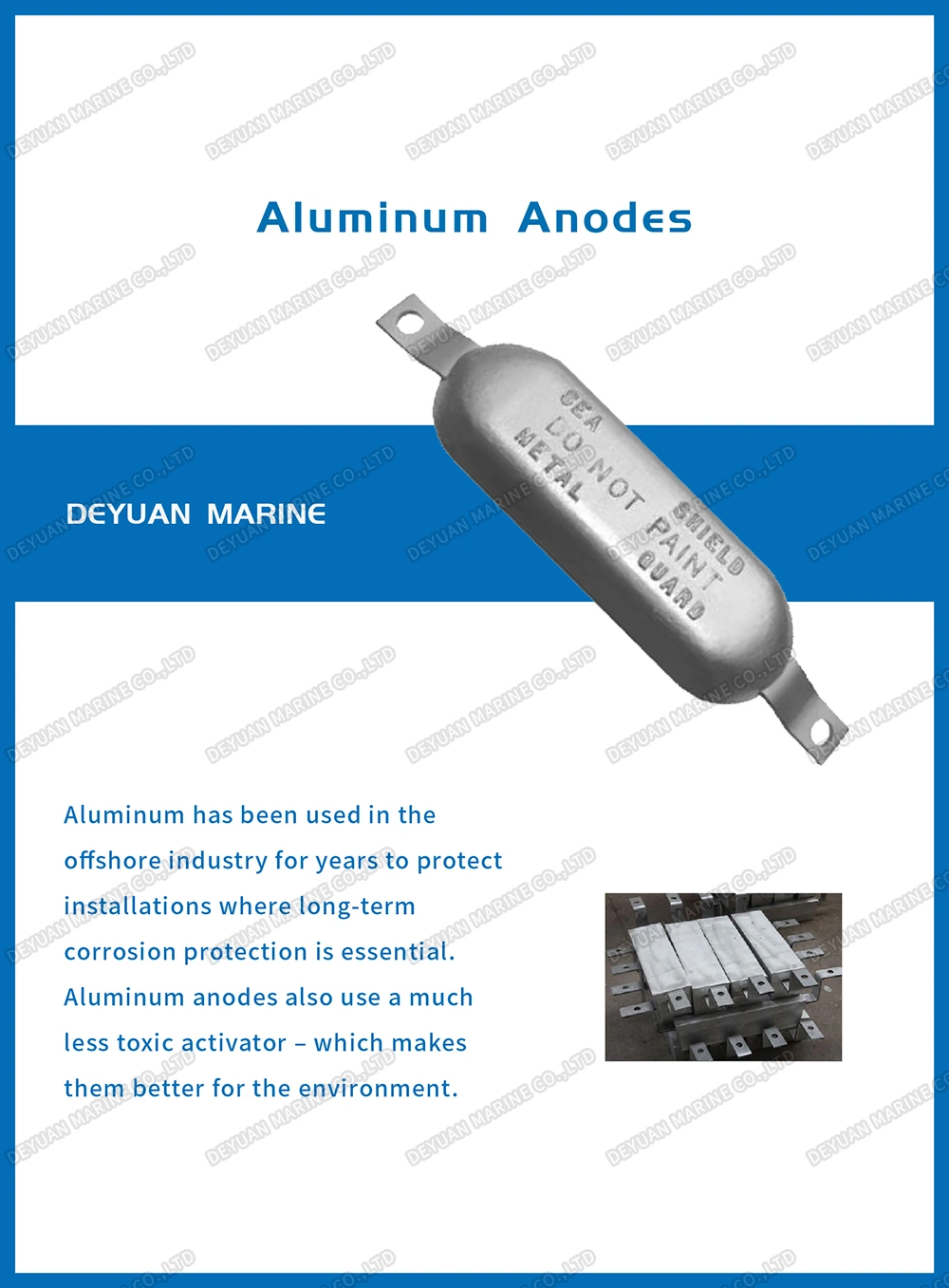 Aluminium Sacrificial Anode Al-Zn-in Alloy Cathodic Protection Anode